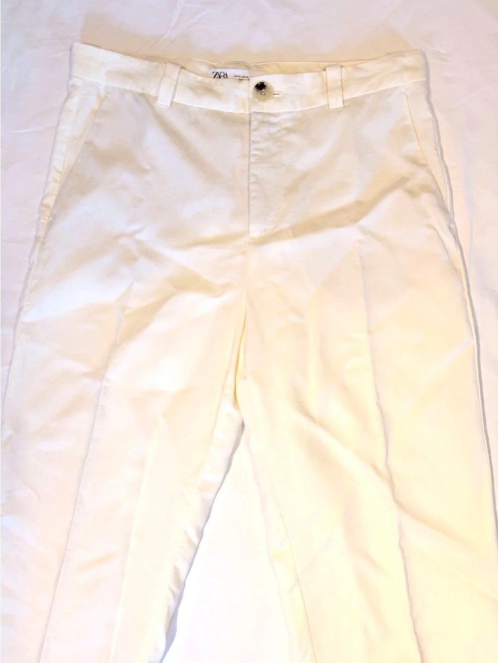 ZARA Ivory Straight Leg Trousers